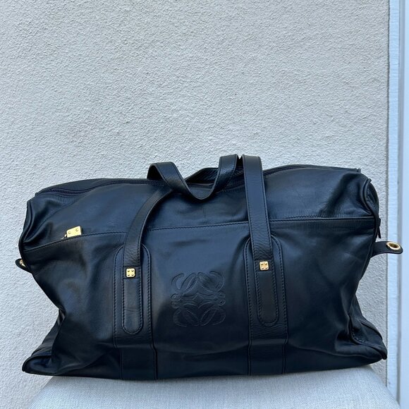Louewe Black Large Leather Duffel Bag - Picture 1 of 15